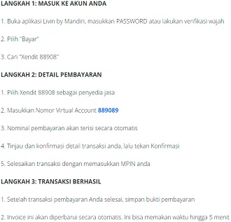 Pembayaran via Mandiri